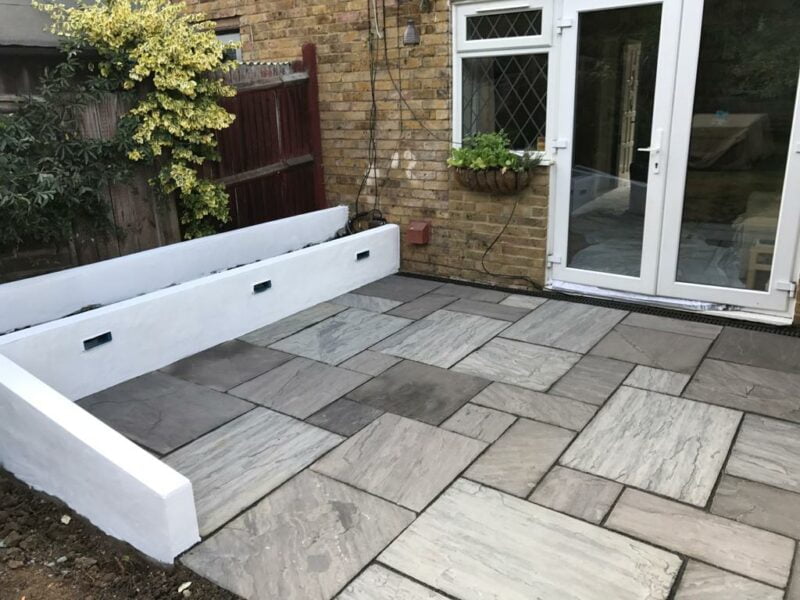 New Patio With Kindle Grey Indian Sandstone Basildon, Essex