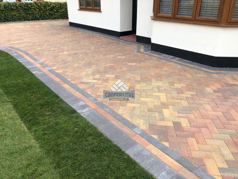 Autumn Gold Block Paved Driveway in Rayleigh, Essex