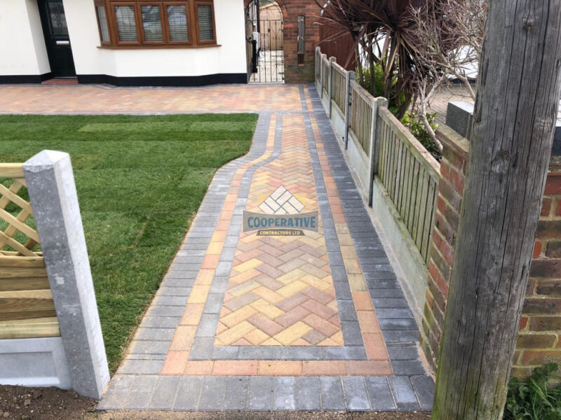 Autumn Gold Block Paved Driveway in Rayleigh, Essex