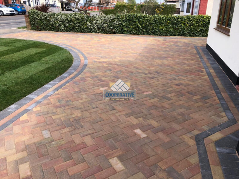 Autumn Gold Block Paved Driveway in Rayleigh, Essex