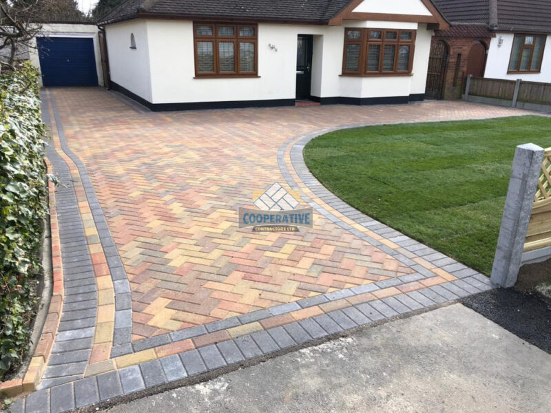Autumn Gold Block Paved Driveway in Rayleigh, Essex