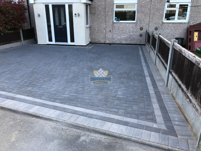 Charcoal Paved Driveway with Light Grey Border in Wickford, Essex