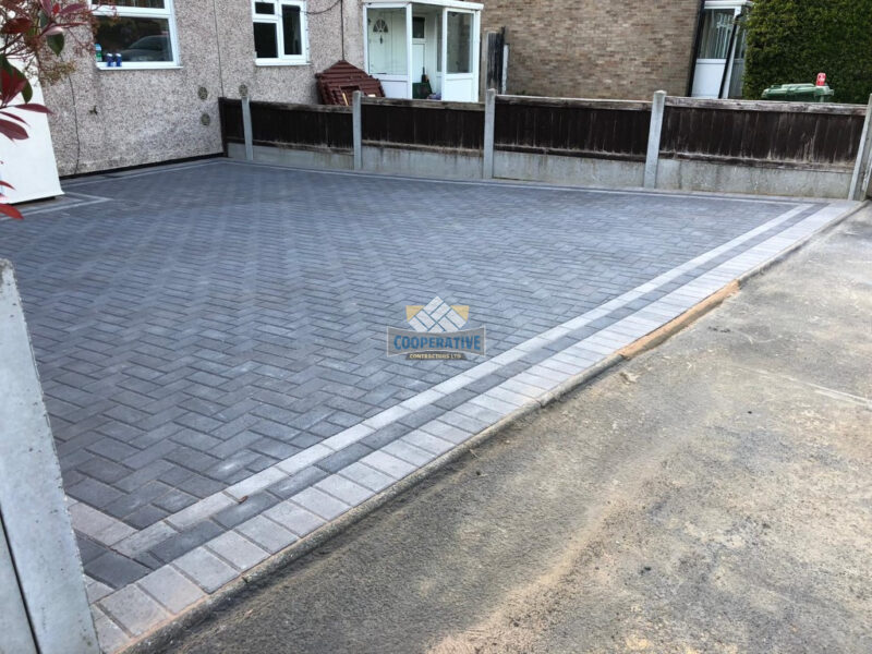 Charcoal Paved Driveway with Light Grey Border in Wickford, Essex