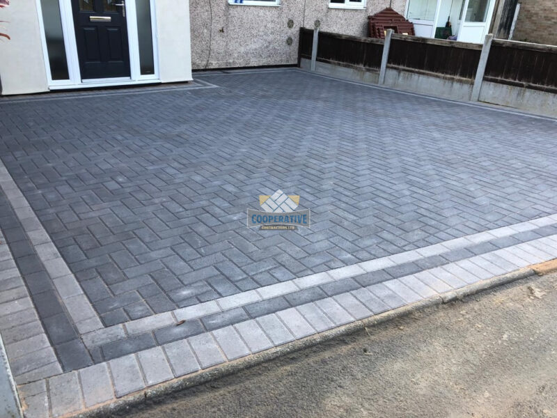 Charcoal Paved Driveway with Light Grey Border in Wickford, Essex