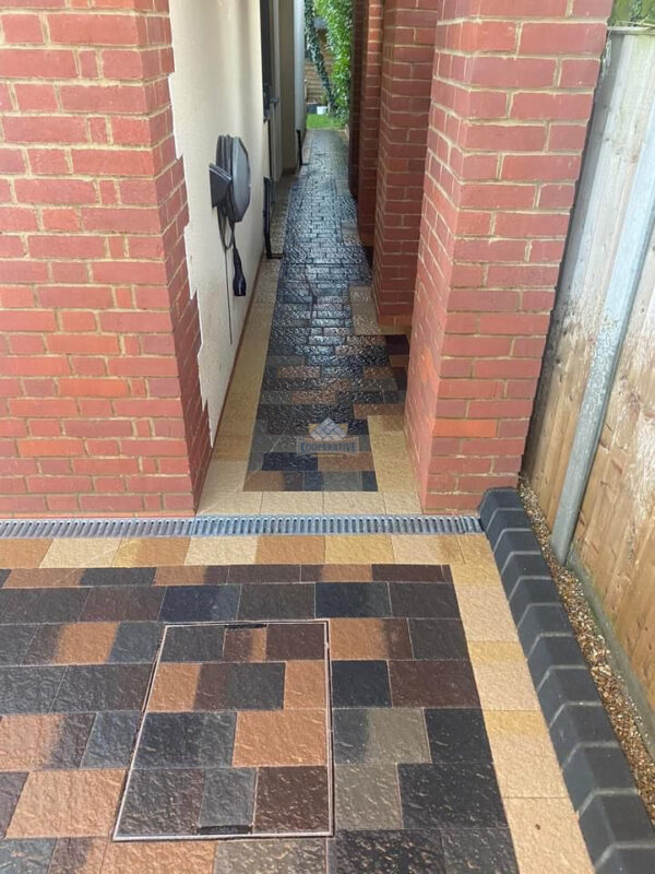 Multi-Coloured Paved Driveway with Bull-Nose Kerbing in Basildon, Essex