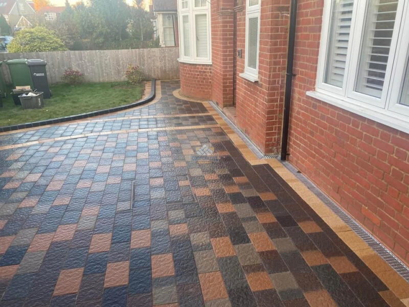 Multi-Coloured Paved Driveway with Bull-Nose Kerbing in Basildon, Essex