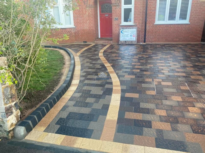 Multi-Coloured Paved Driveway with Bull-Nose Kerbing in Basildon, Essex