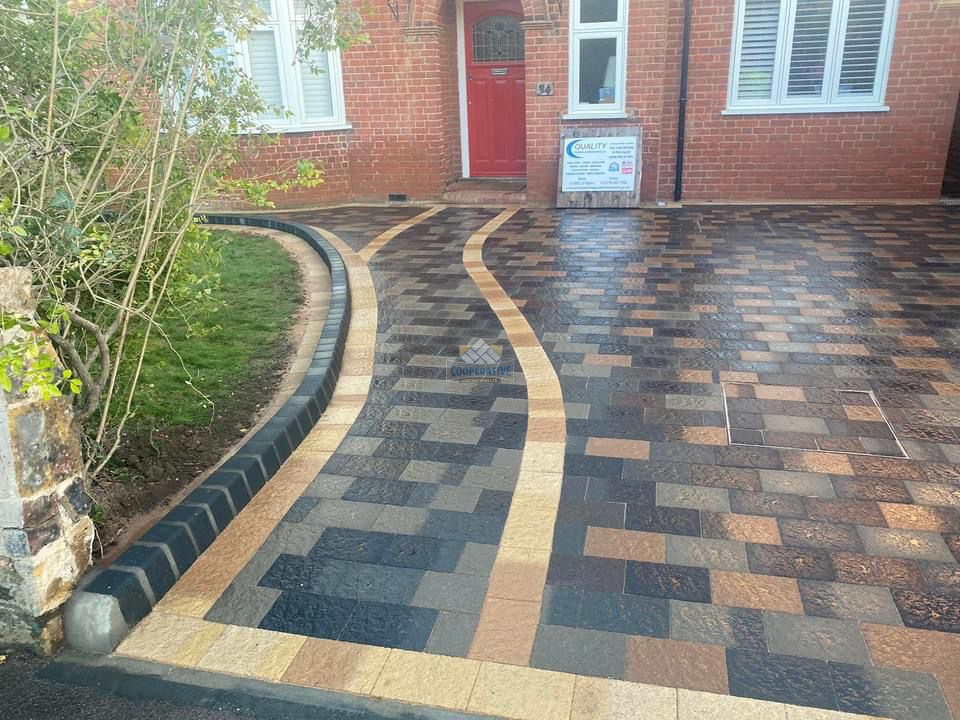 Multi Coloured Paved Driveway with Bull Nose Kerbing in Basildon Essex 4
