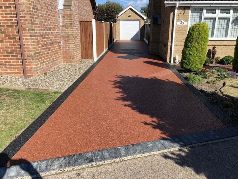 Resin driveway with block paving border in Basildon