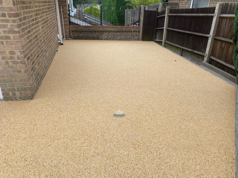 Resin driveway with block paving border in North Weald Bassett